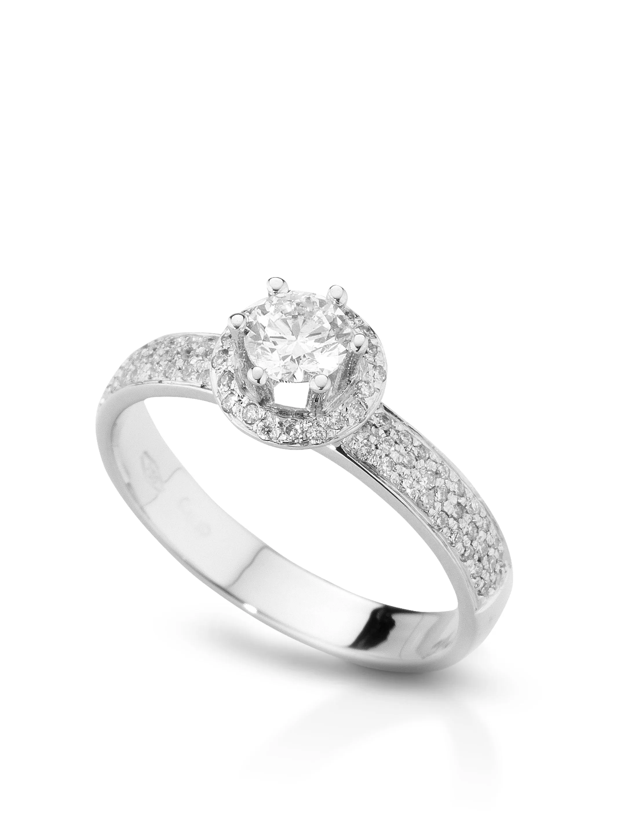 Anello Solitario in Oro bianco e Diamanti 8165c